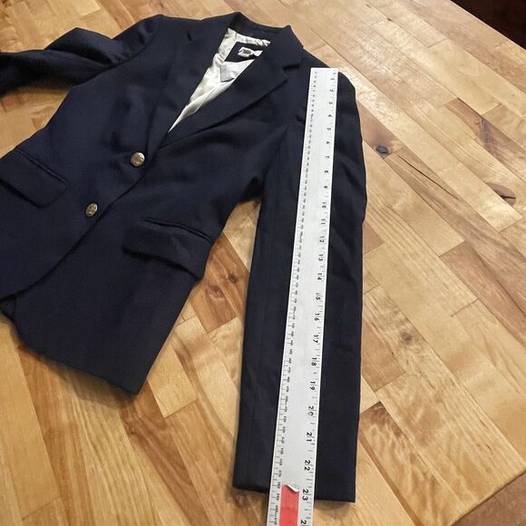 J. Crew Blazer Classic‎ Navy Gold Schoolboy Wool Stretch Blazer Jacket Sz 00 New - Picture 10 of 12